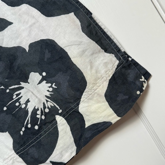 SOMETHING NAVY Floral Print Linen Cotton One Shoulder Puff Sleeve Column Gown L - Picture 13 of 13